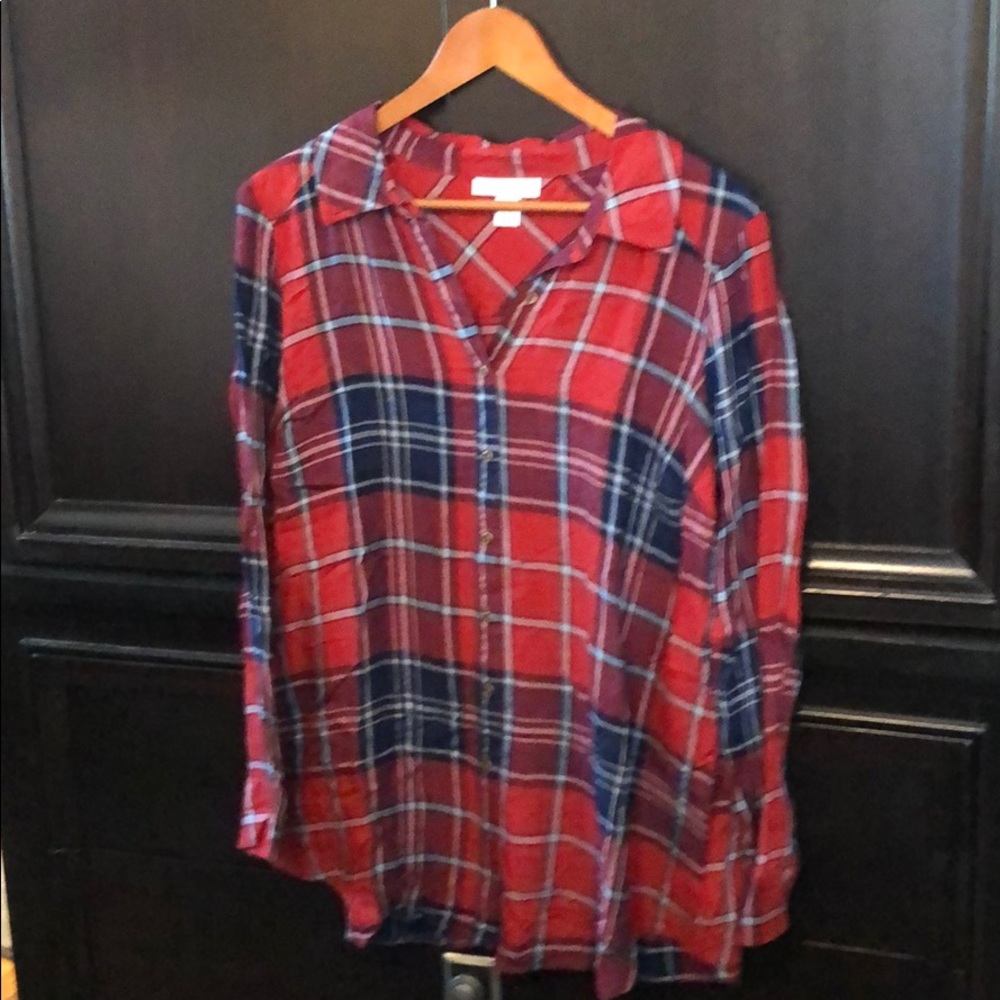 Maternity Plaid Button Down Top